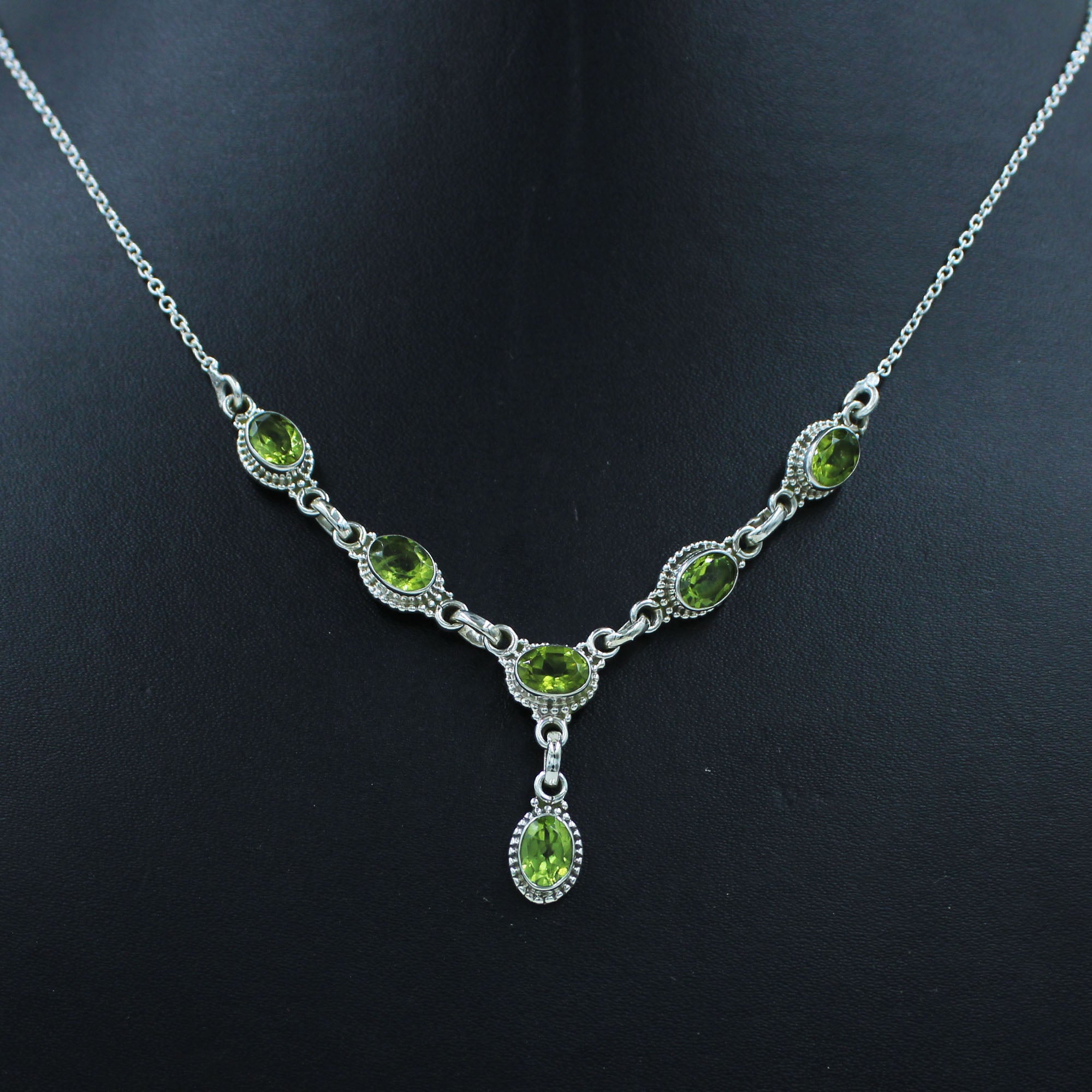 Peridot August Birthstone Silver Necklace