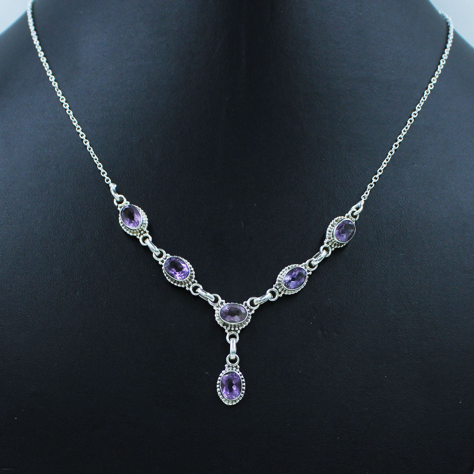 Purple Amethyst Sterling Silver Necklace