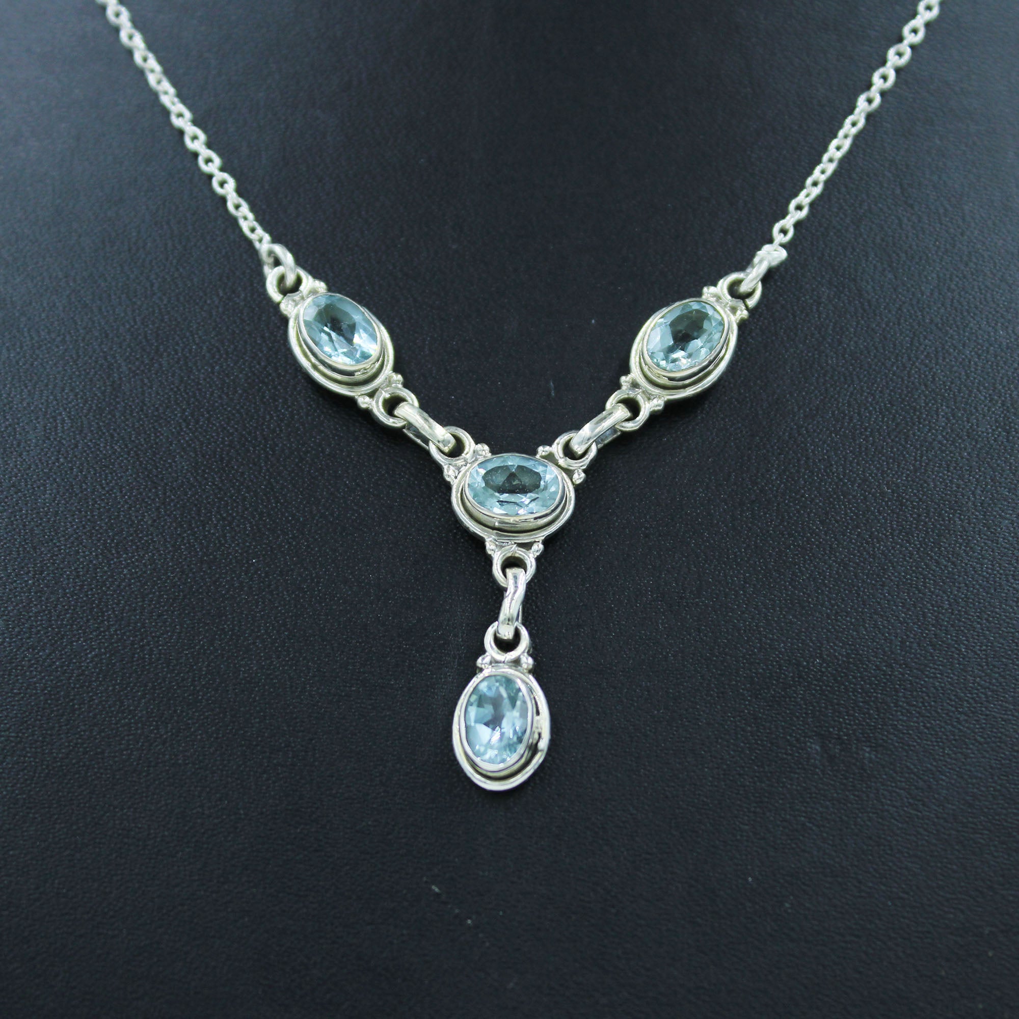 Blue Topaz Solid Silver Necklace
