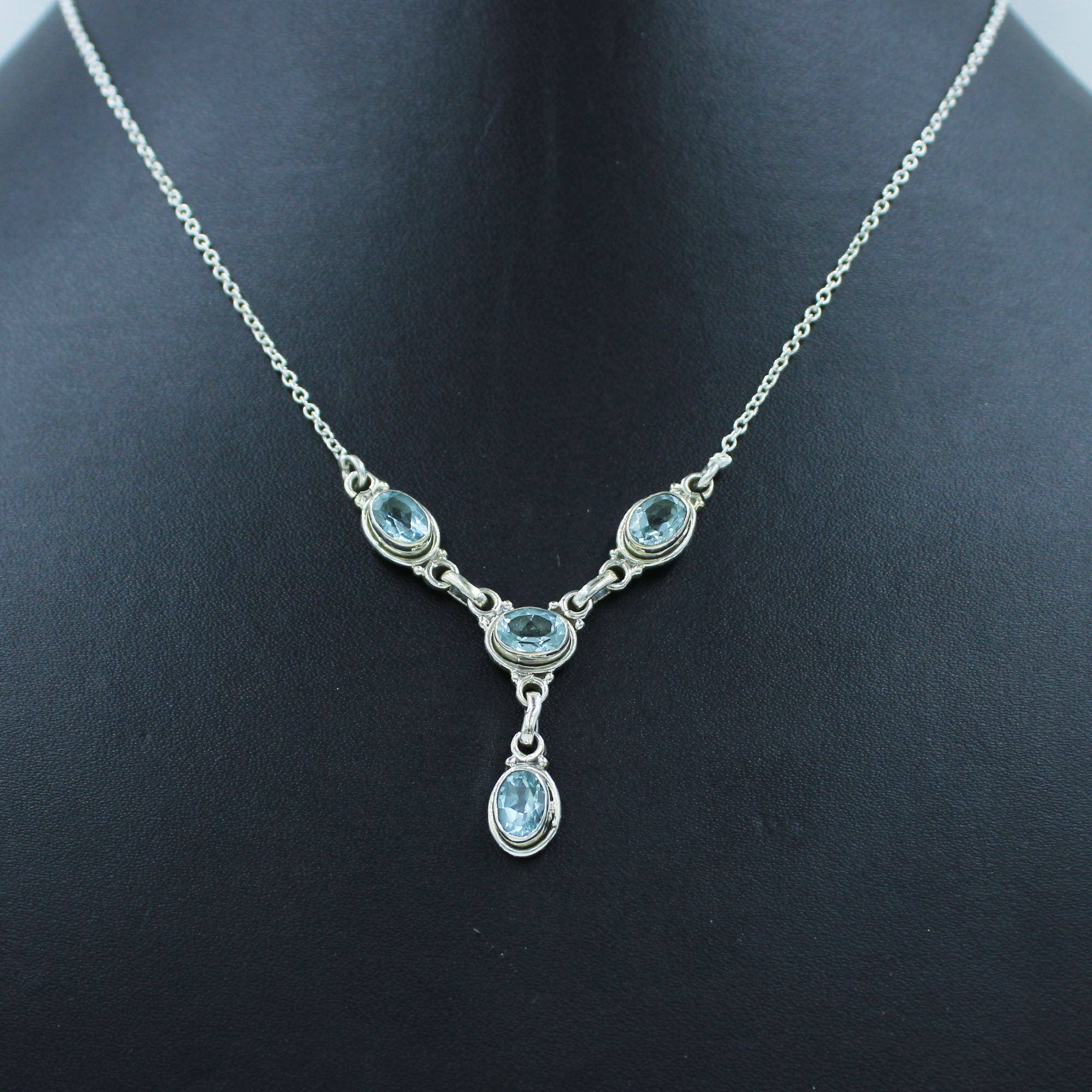 Blue Topaz Solid Silver Necklace