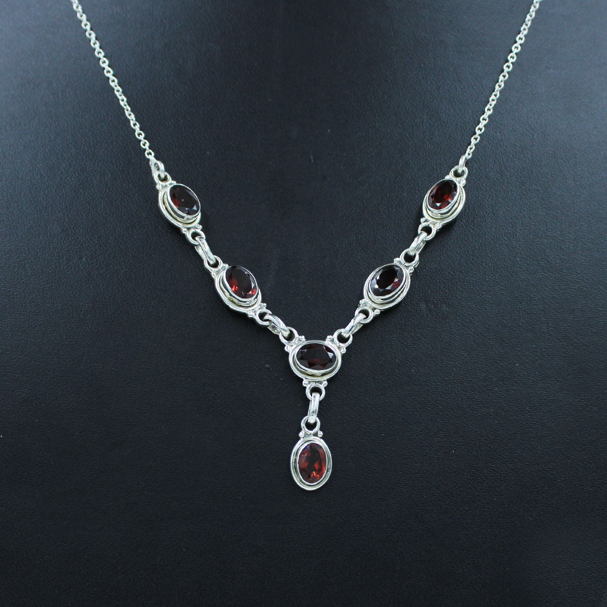 Red Garnet Sterling Silver Necklace