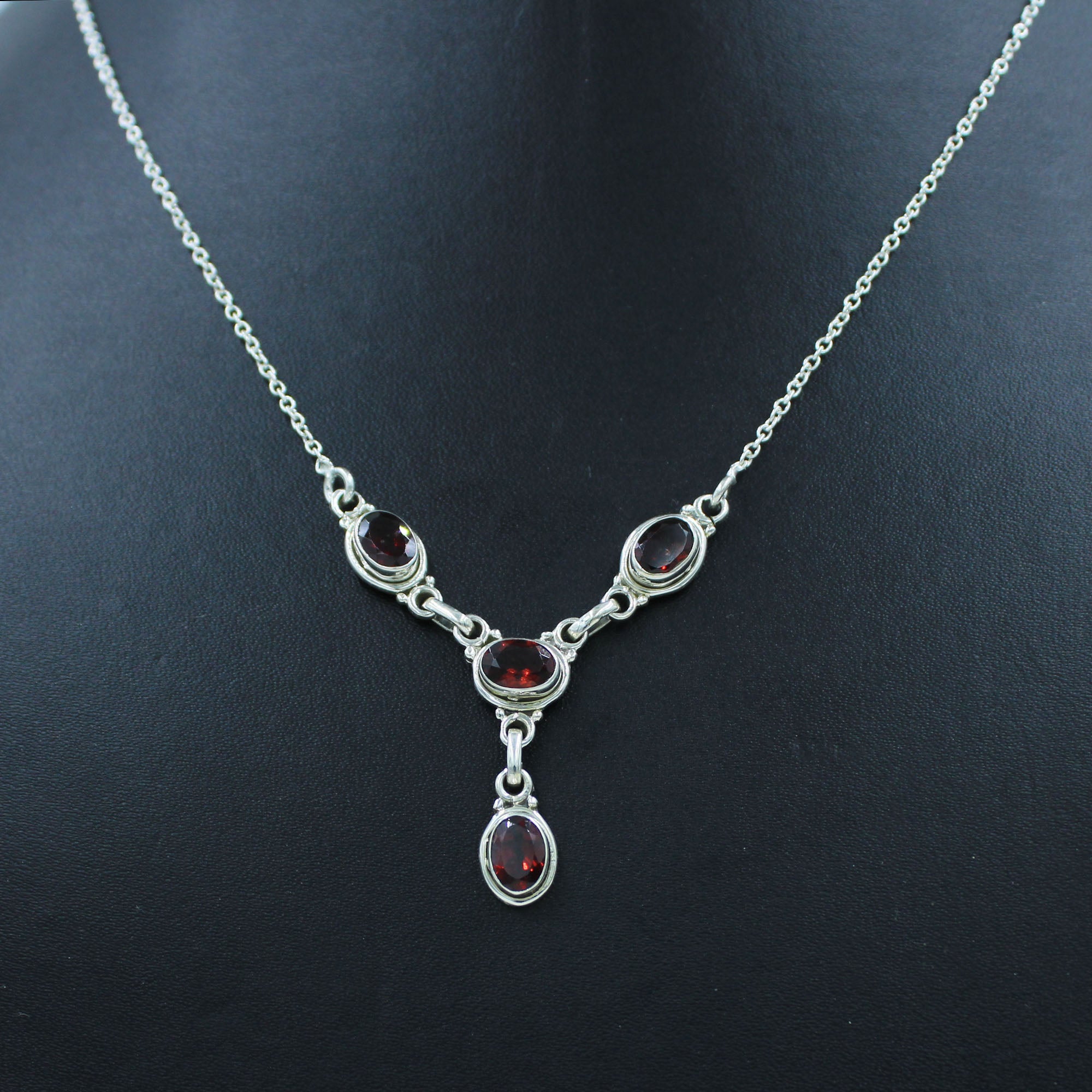 Red Garnet 925 Silver Necklace