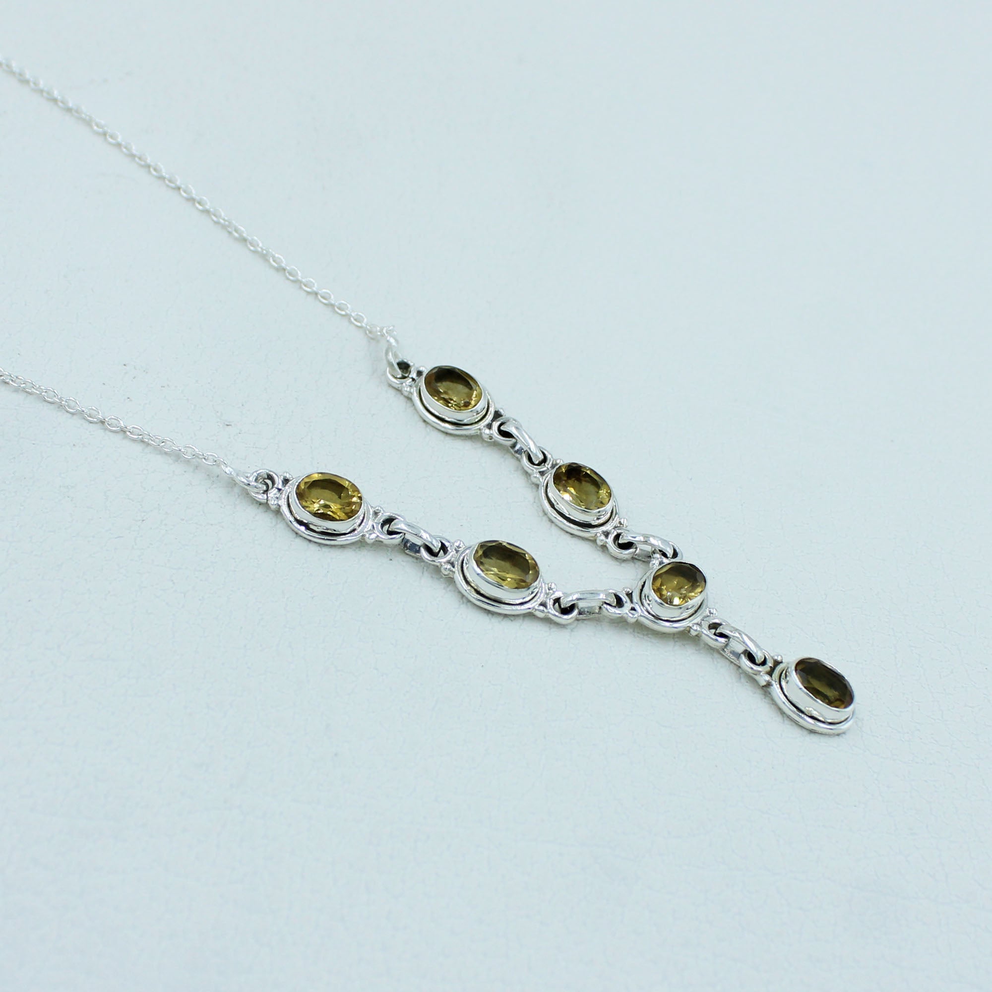 Natural Citrine Sterling Silver Women Necklace