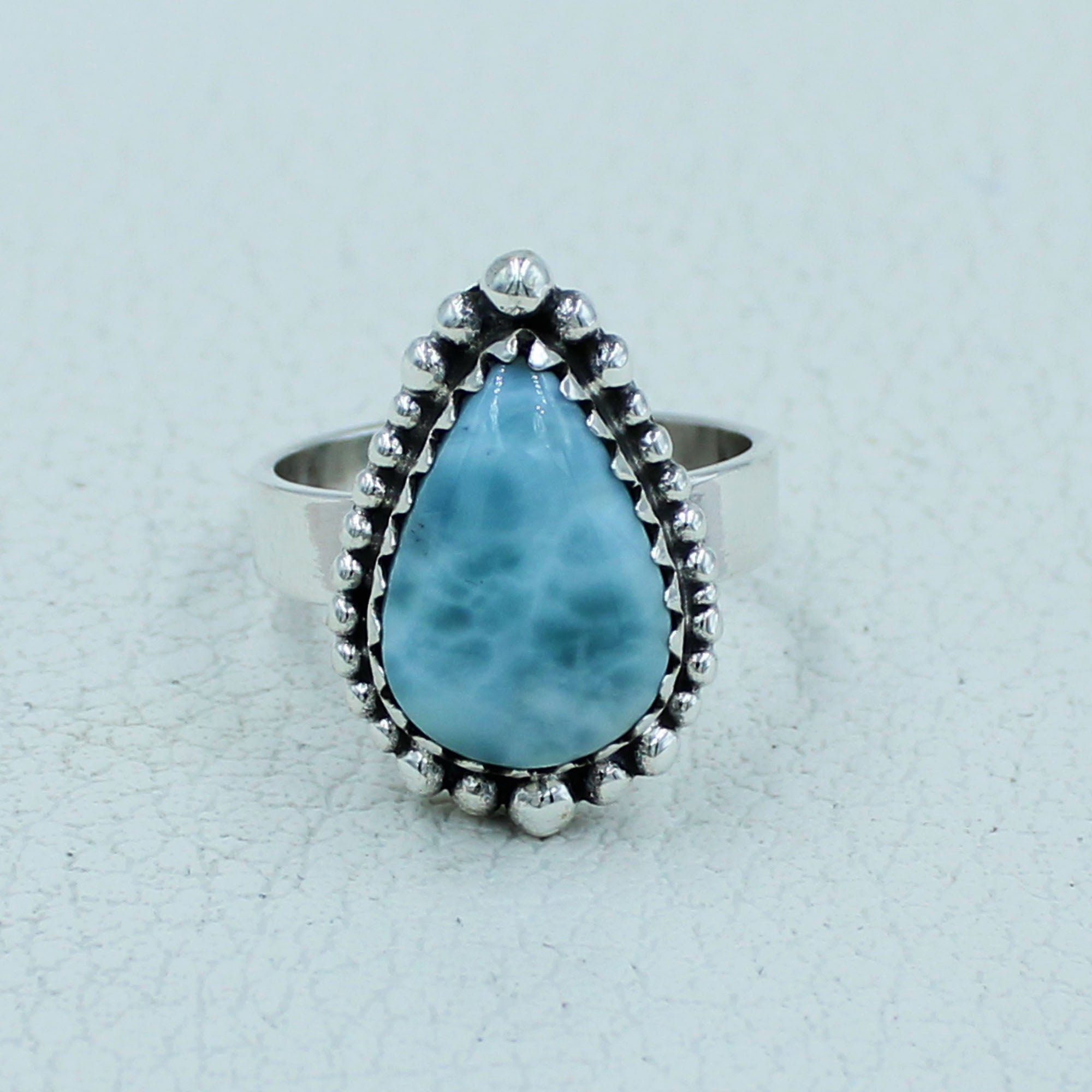 Genuine Larimar 925 Silver Ring