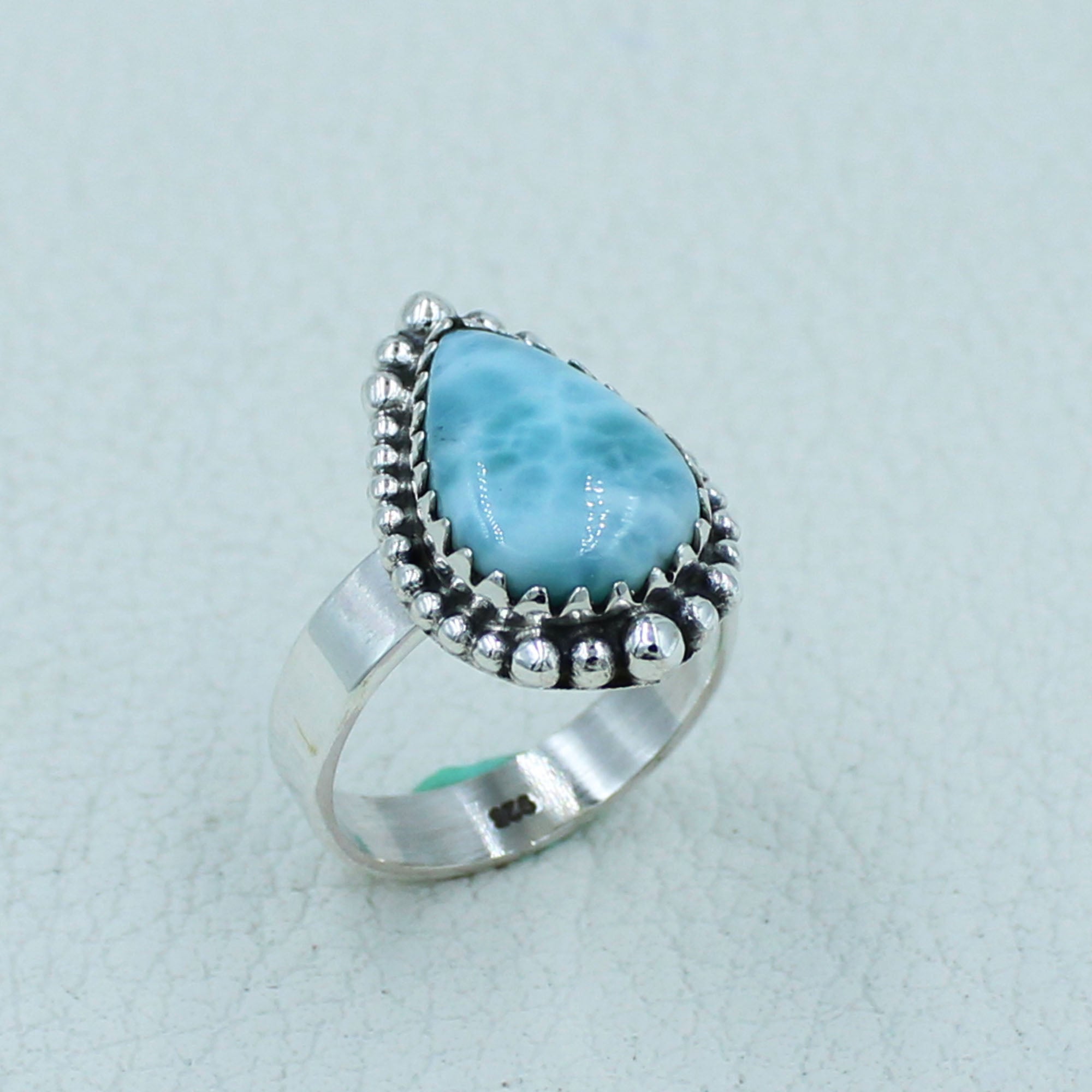 Genuine Larimar 925 Silver Ring