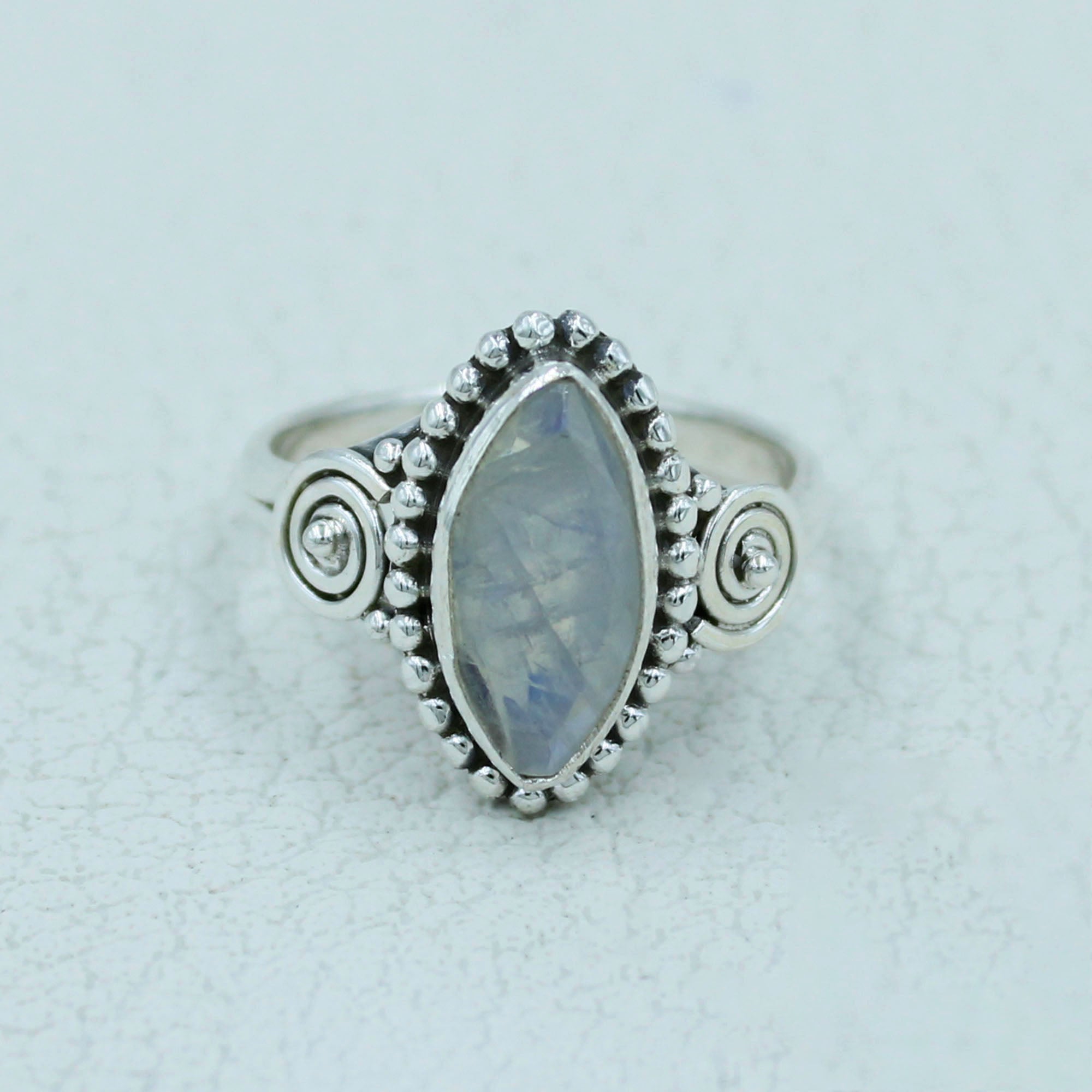 Rainbow Moonstone Sterling Silver Ring