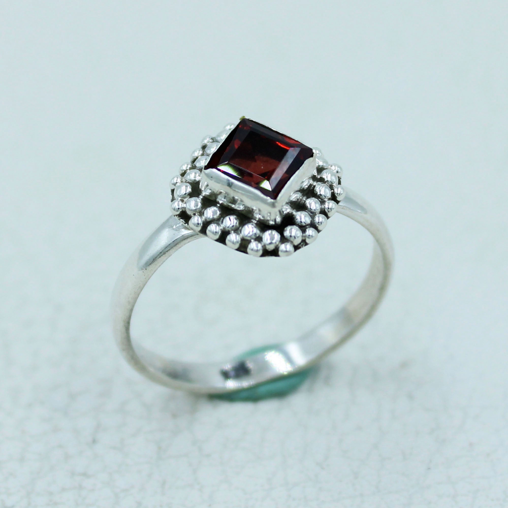 Natural Garnet Sterling Silver Ring