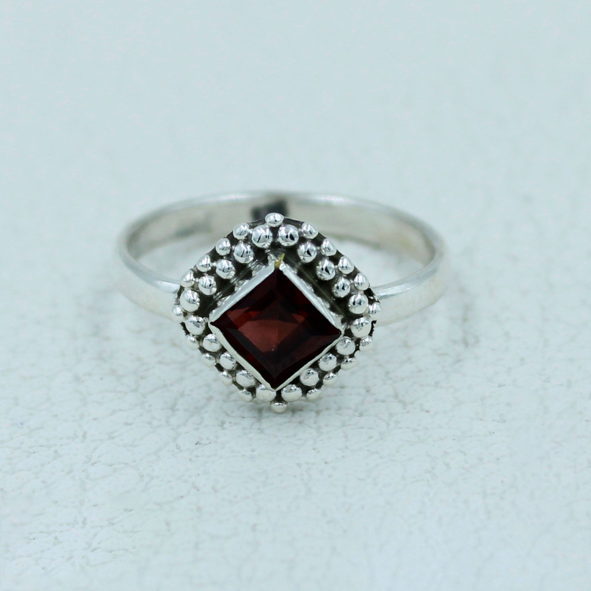 Natural Garnet Sterling Silver Ring