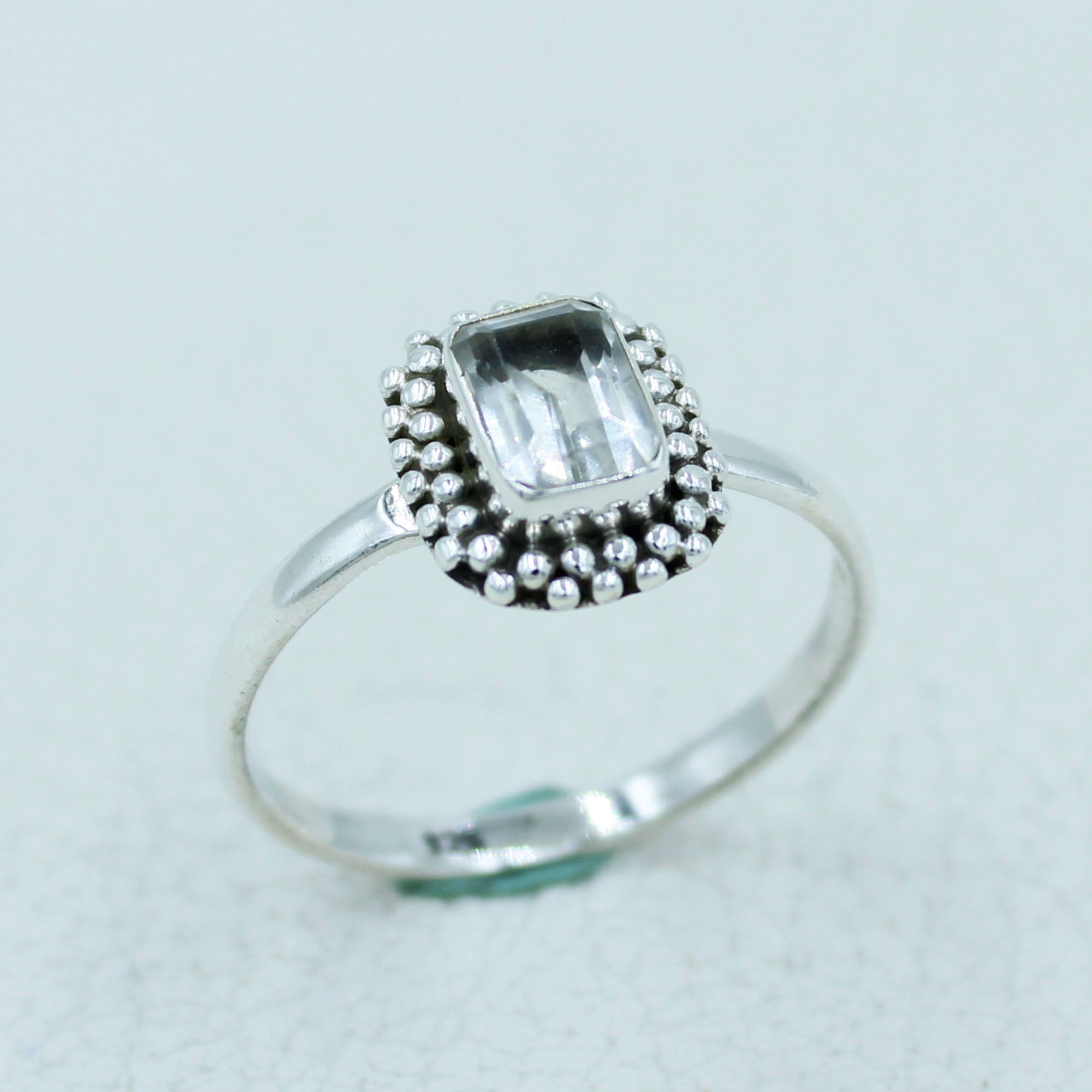 Clear Crystal Quartz 925 Silver Ring