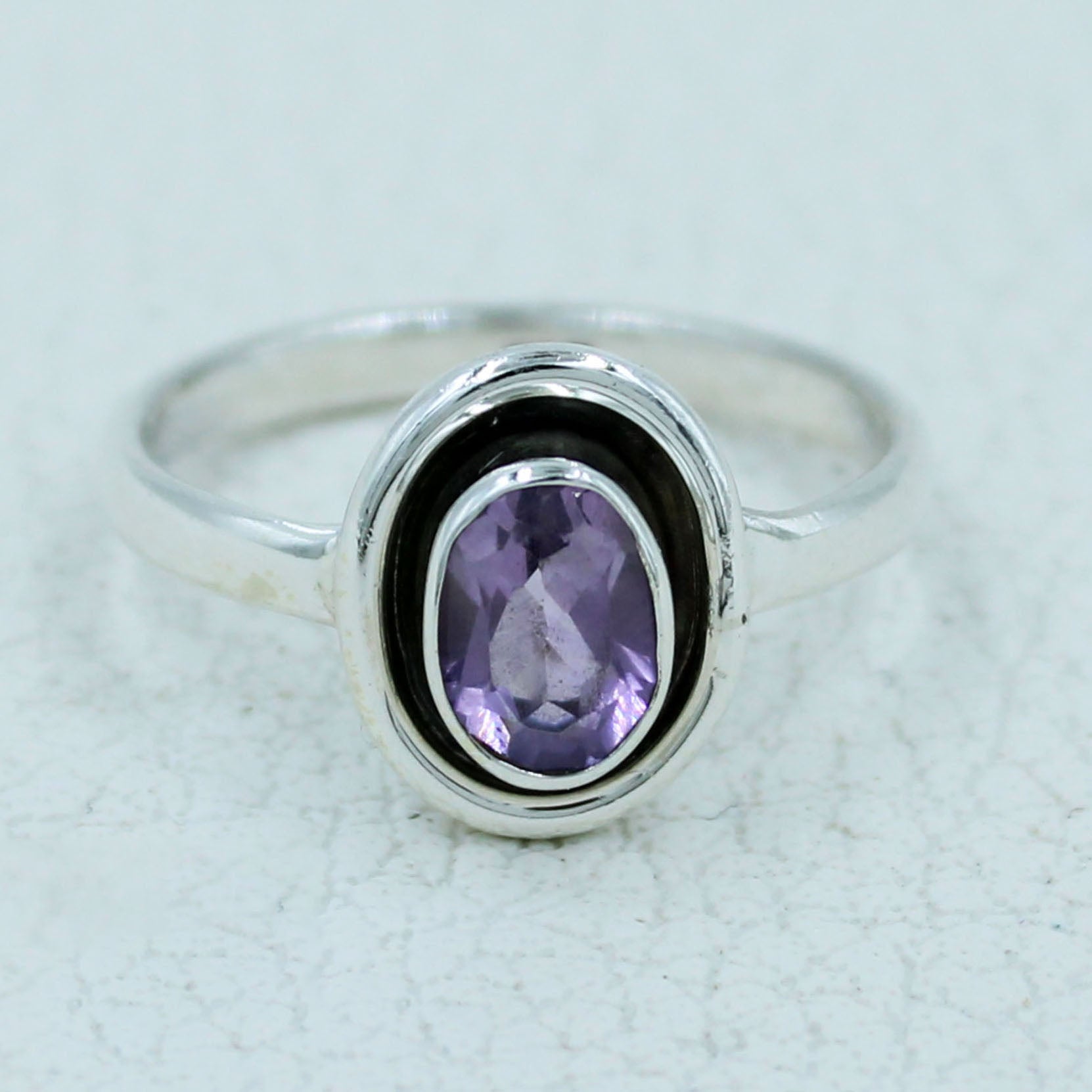 Purple Amethyst Sterling Silver Ring