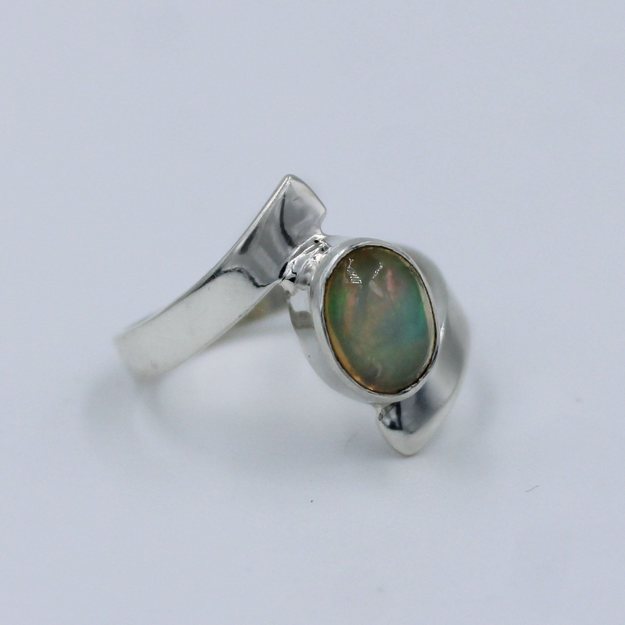 Ethiopian Opal 925 Sterling Silver Handmade Engagement Silver Ring Size 8