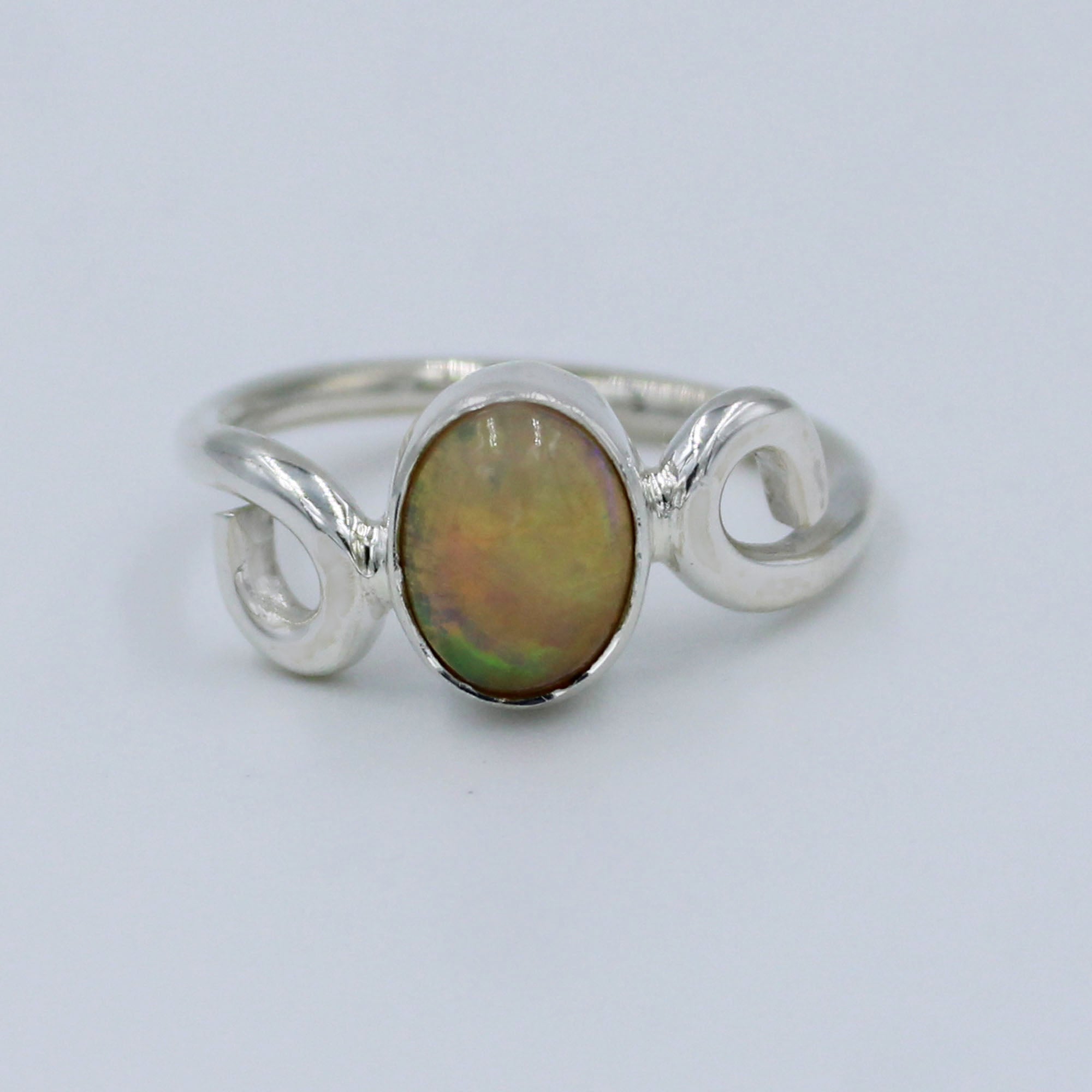 Top Quality Ethiopian Opal 925 Silver Handmade Women's Ring Size 7