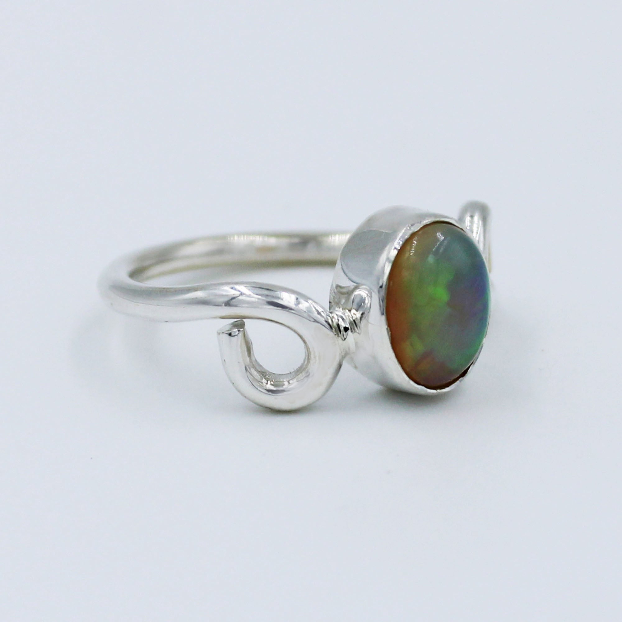 Top Quality Ethiopian Opal 925 Silver Handmade Women's Ring Size 7