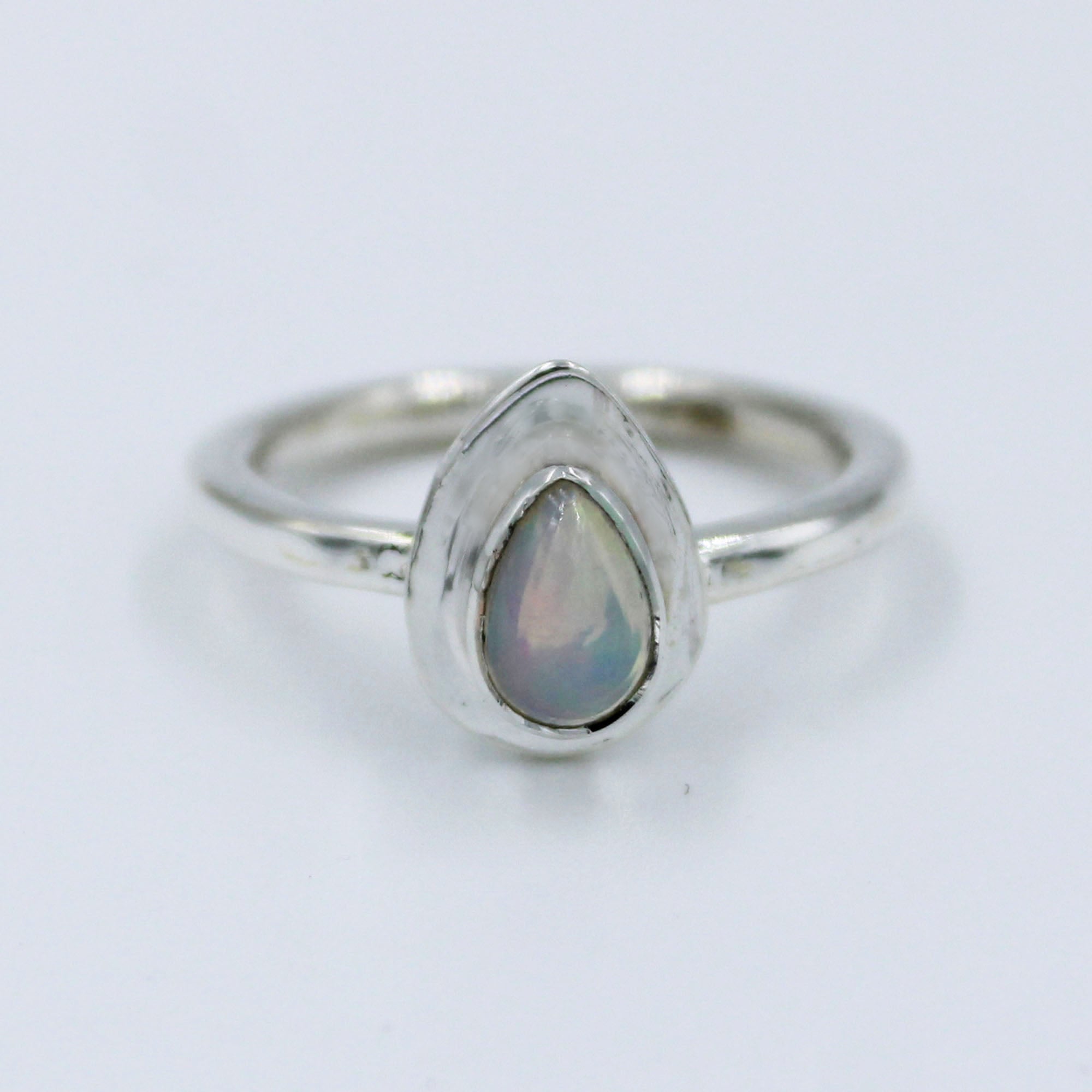 Ethiopian Opal gemstone 925 Sterling Silver Handmade Pear Shape Silver Ring Size 8