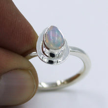Ethiopian Opal gemstone 925 Sterling Silver Handmade Pear Shape Silver Ring Size 8