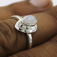 Ethiopian Opal gemstone 925 Sterling Silver Handmade Pear Shape Silver Ring Size 8