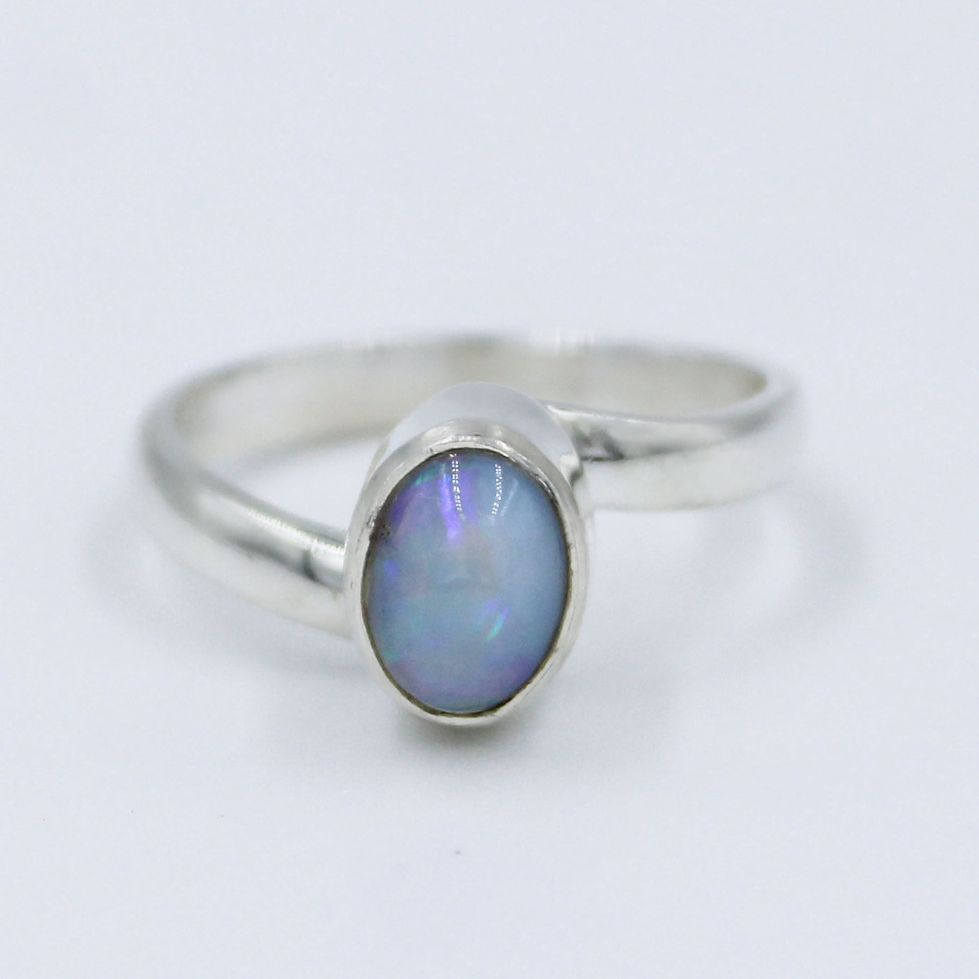 Ethiopian Opal Handmade 925 Silver Ring Size 8