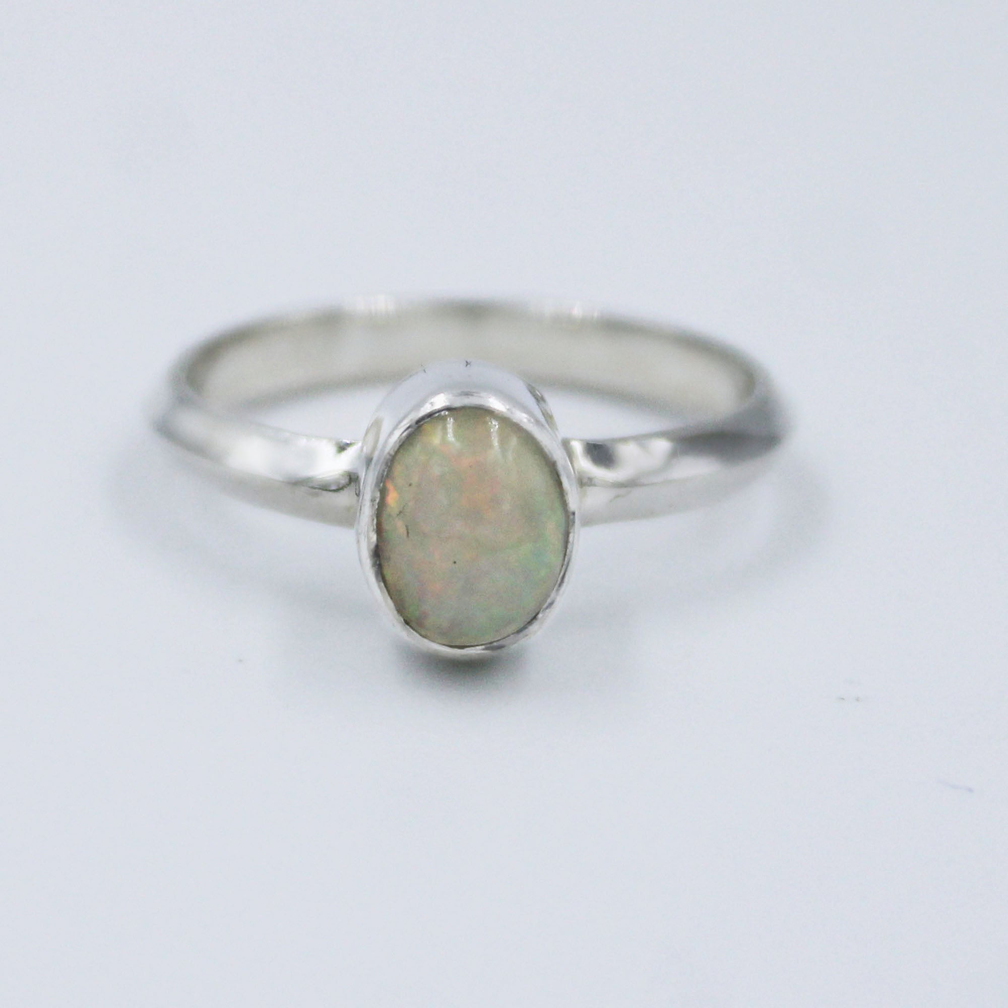 Ethiopian Opal Top Quality Stone Ring, 925 Silver Handmade Oval Shape Ring Size 8