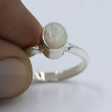 Ethiopian Opal Top Quality Stone Ring, 925 Silver Handmade Oval Shape Ring Size 8