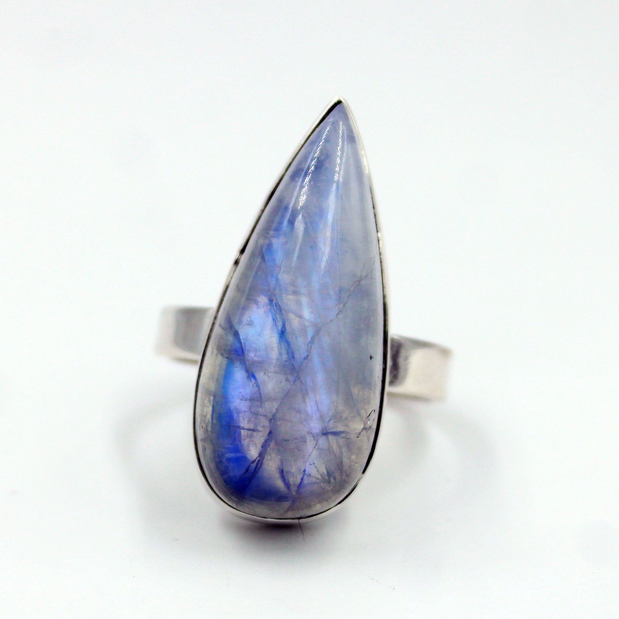 Top Quality Rainbow Moonstone 925 Sterling Silver Handmade Jewelry Ring Size 9