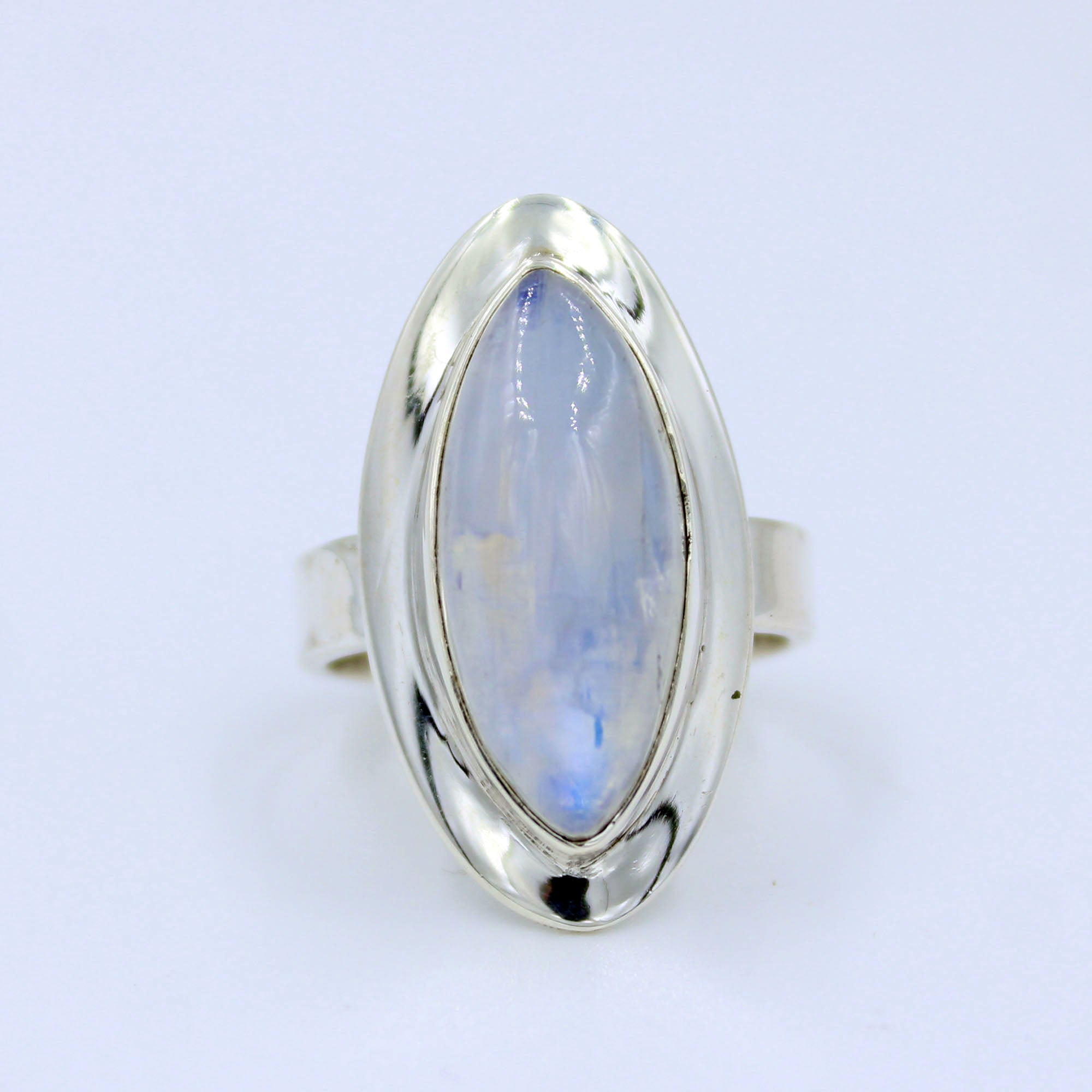 Rainbow Moonstone 925 Sterling Silver Handmade Unisex Ring Size 10