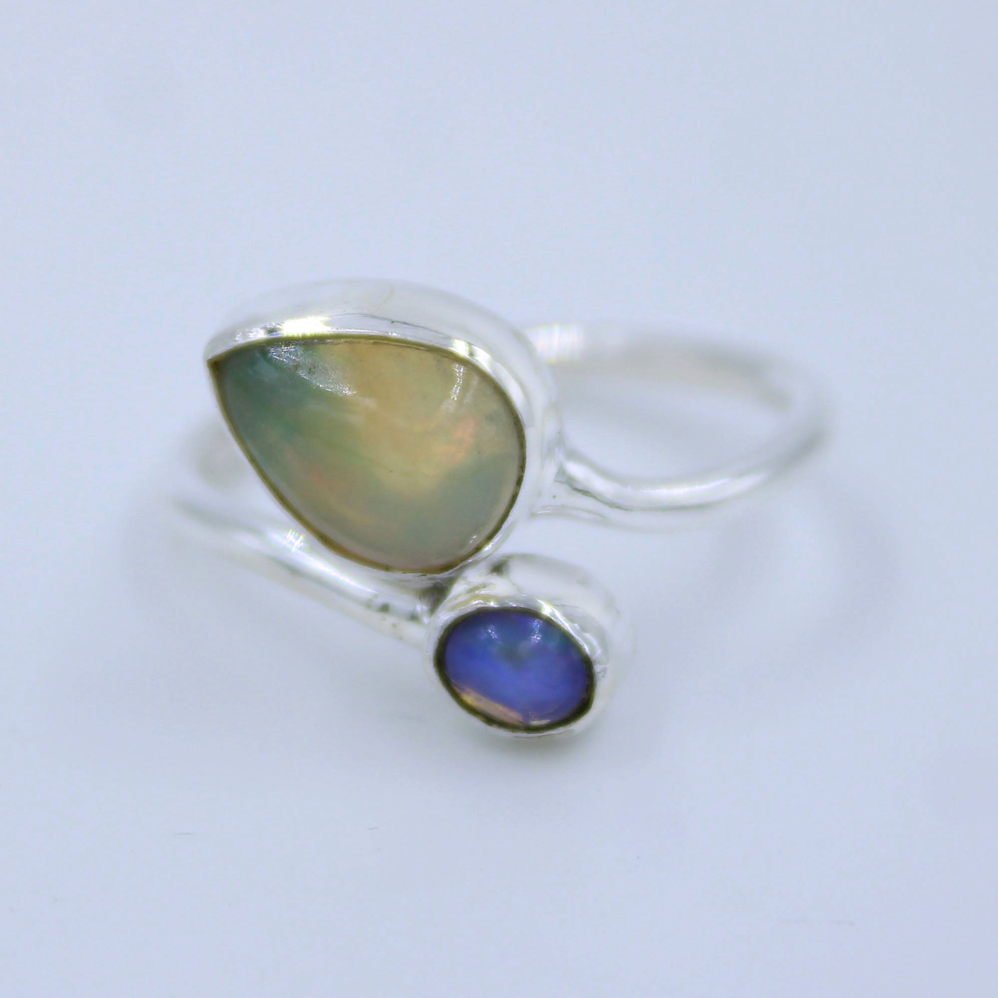 Natural Ethiopian Opal Ring 925 Sterling Silver Handmade Ring Size 9