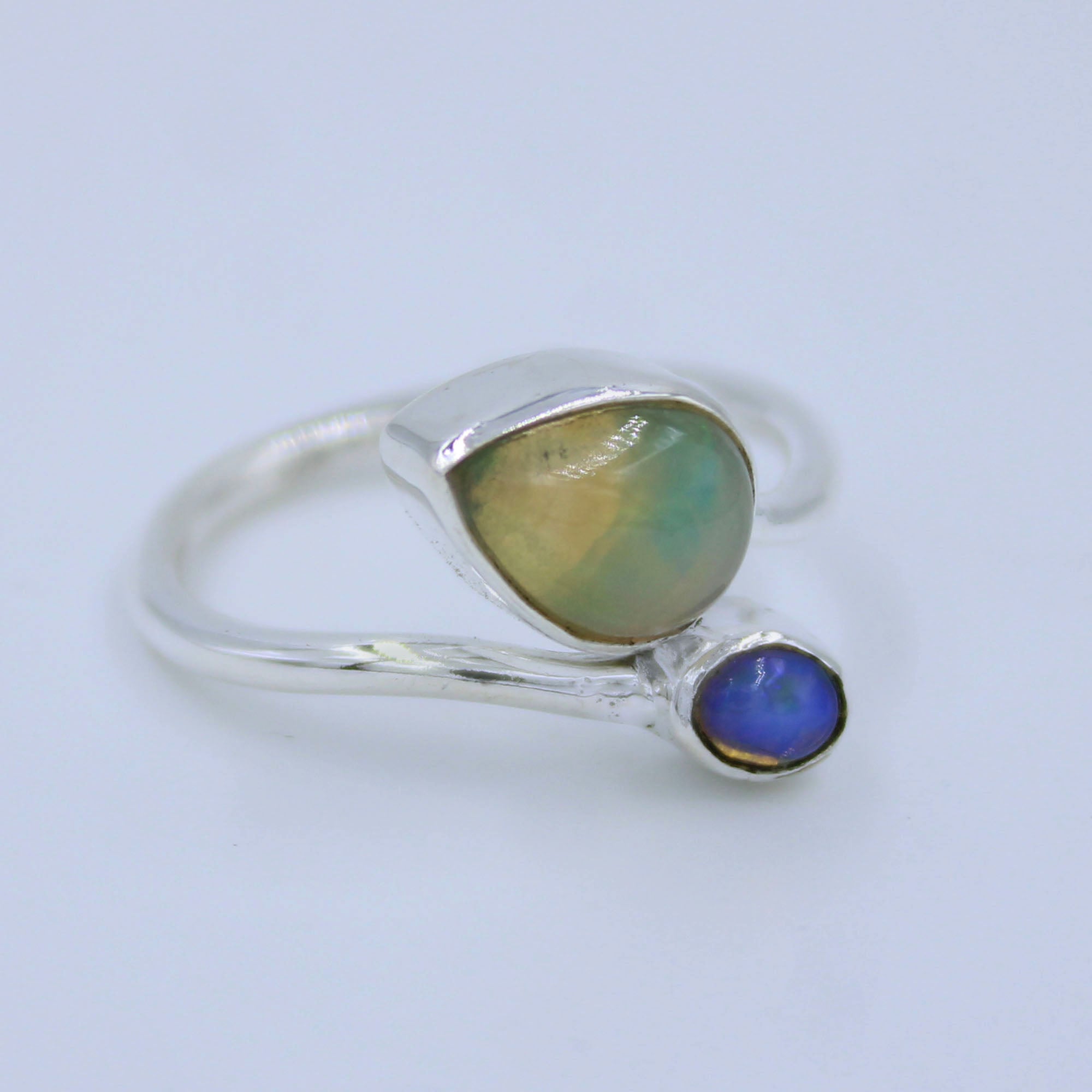 Natural Ethiopian Opal Ring 925 Sterling Silver Handmade Ring Size 9