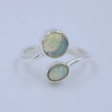 Ethiopian Opal 925 Sterling Silver Handmade Bypass Ring Size 8