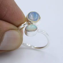 Ethiopian Opal 925 Sterling Silver Handmade Bypass Ring Size 8