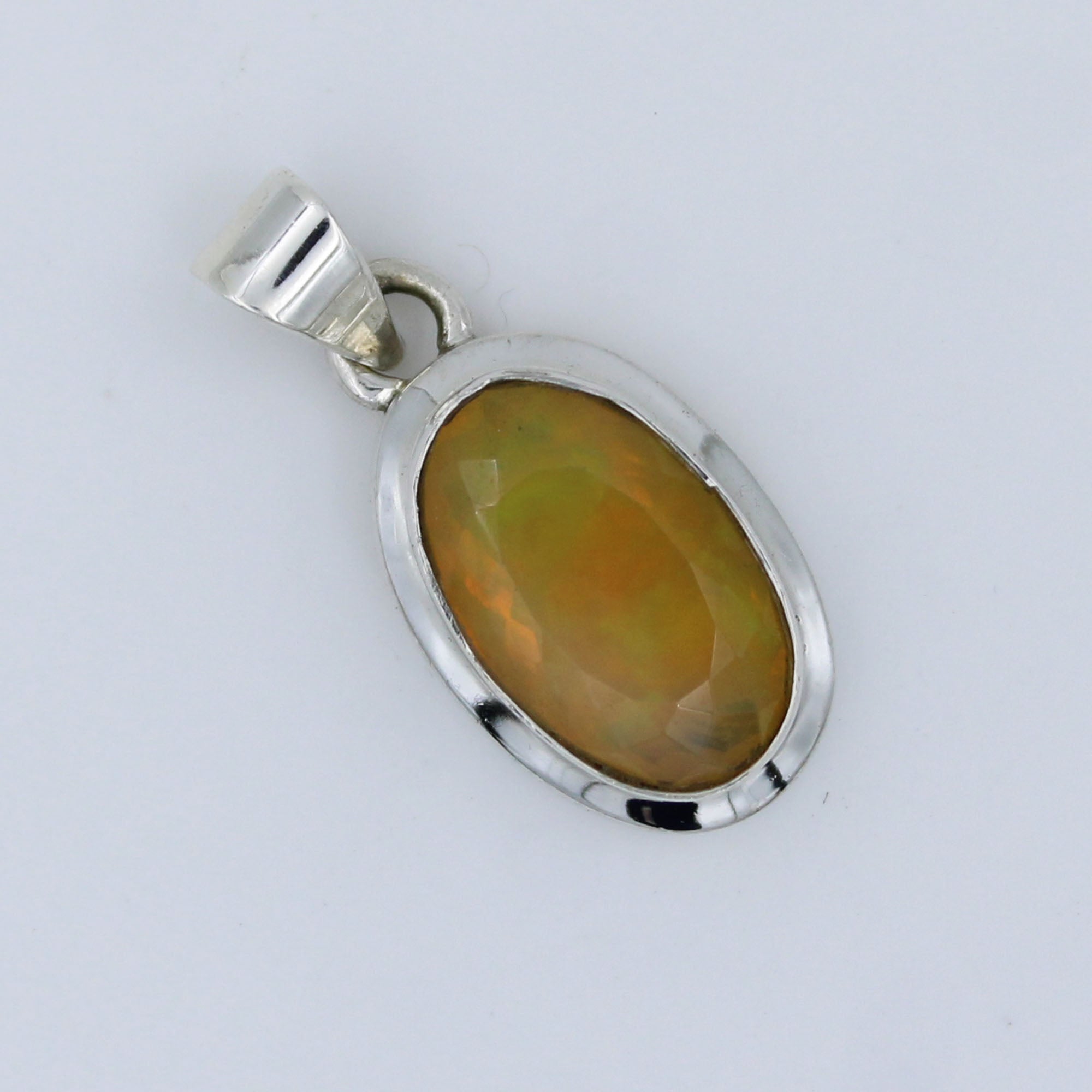 Ethiopian Opal Faceted 925 Sterling Silver Jewelry Handmade Silver Pendant