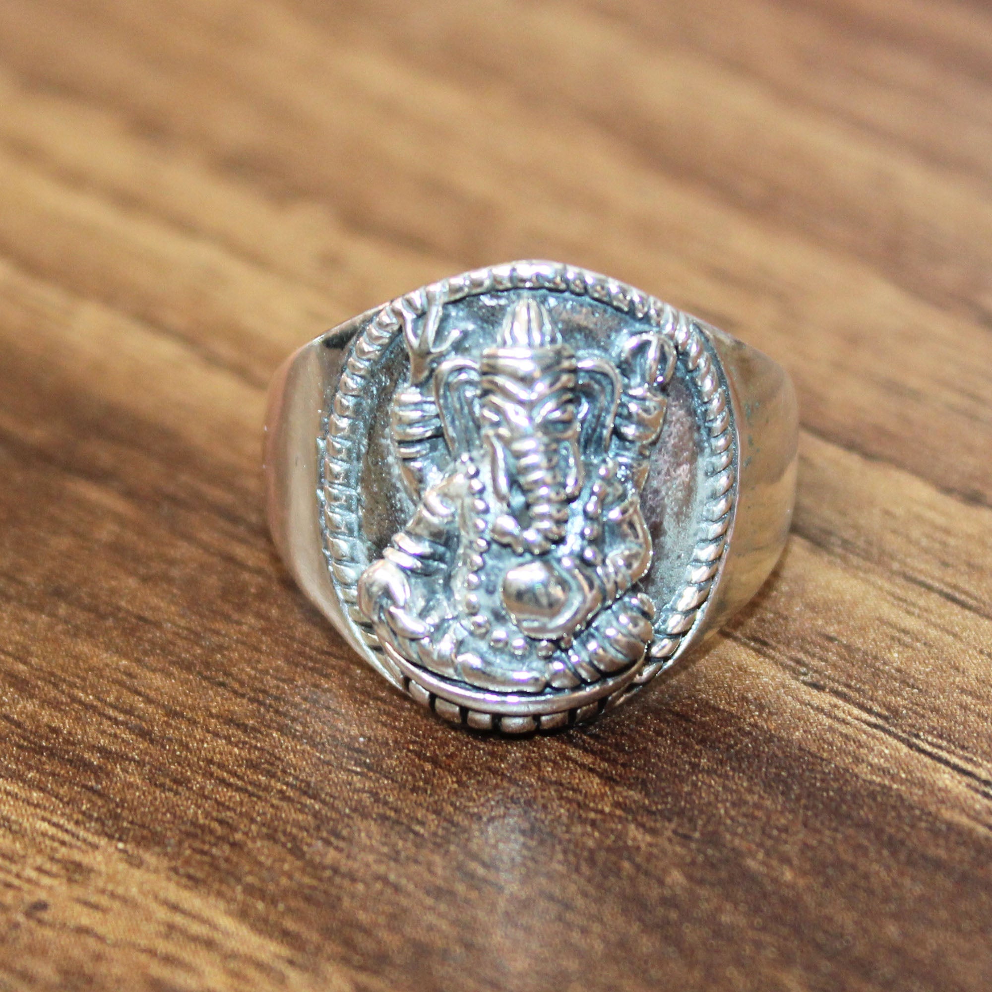 Indian Mythology Wisdom Luck Elephant God Ring Ganesha 925 Silver Ganesh Ring