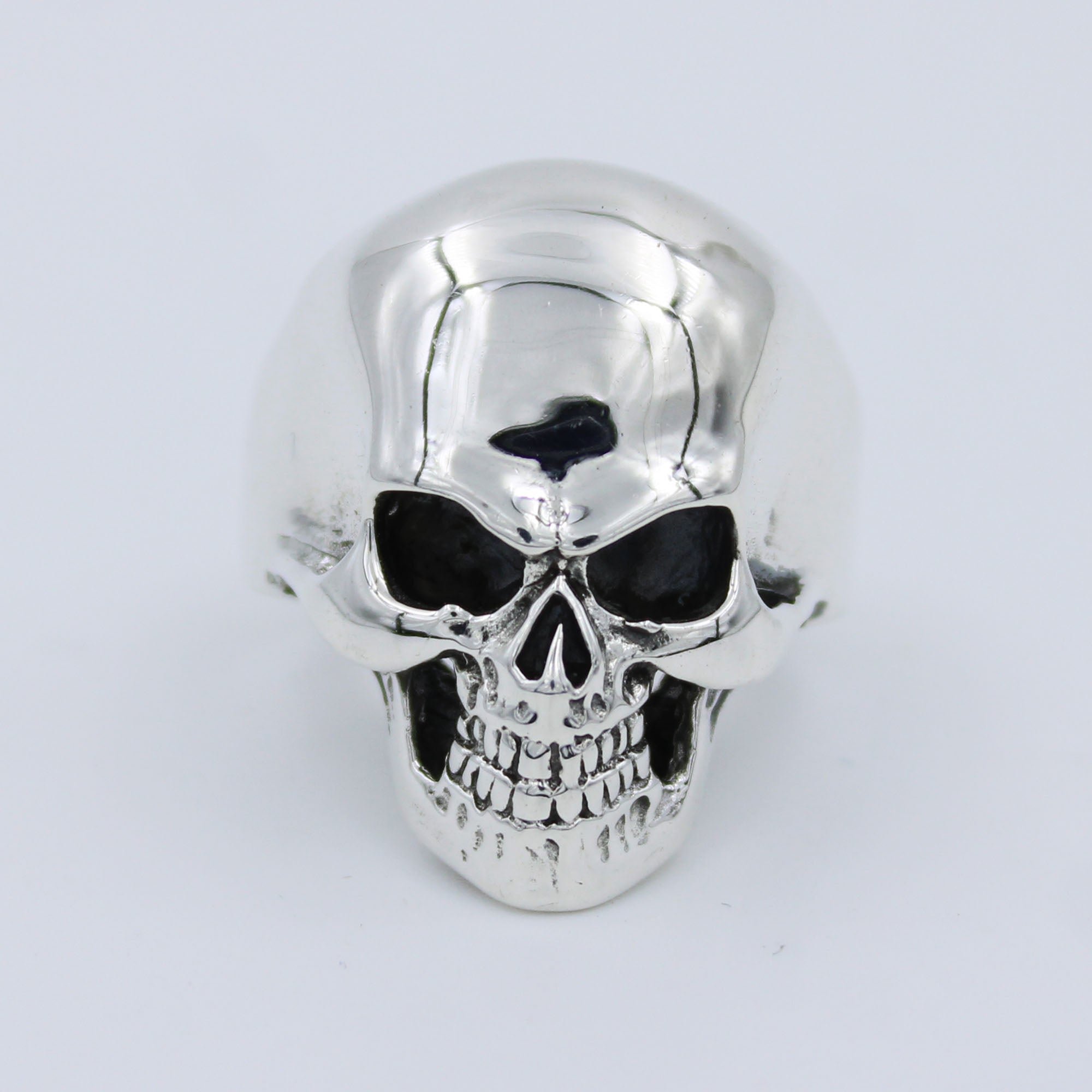 Gothic Skull Sterling Silver Men Ring - Biker Jewlry