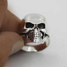 Gothic Skull Sterling Silver Men Ring - Biker Jewelry