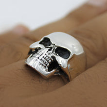 Gothic Skull Sterling Silver Men Ring - Biker Jewelry
