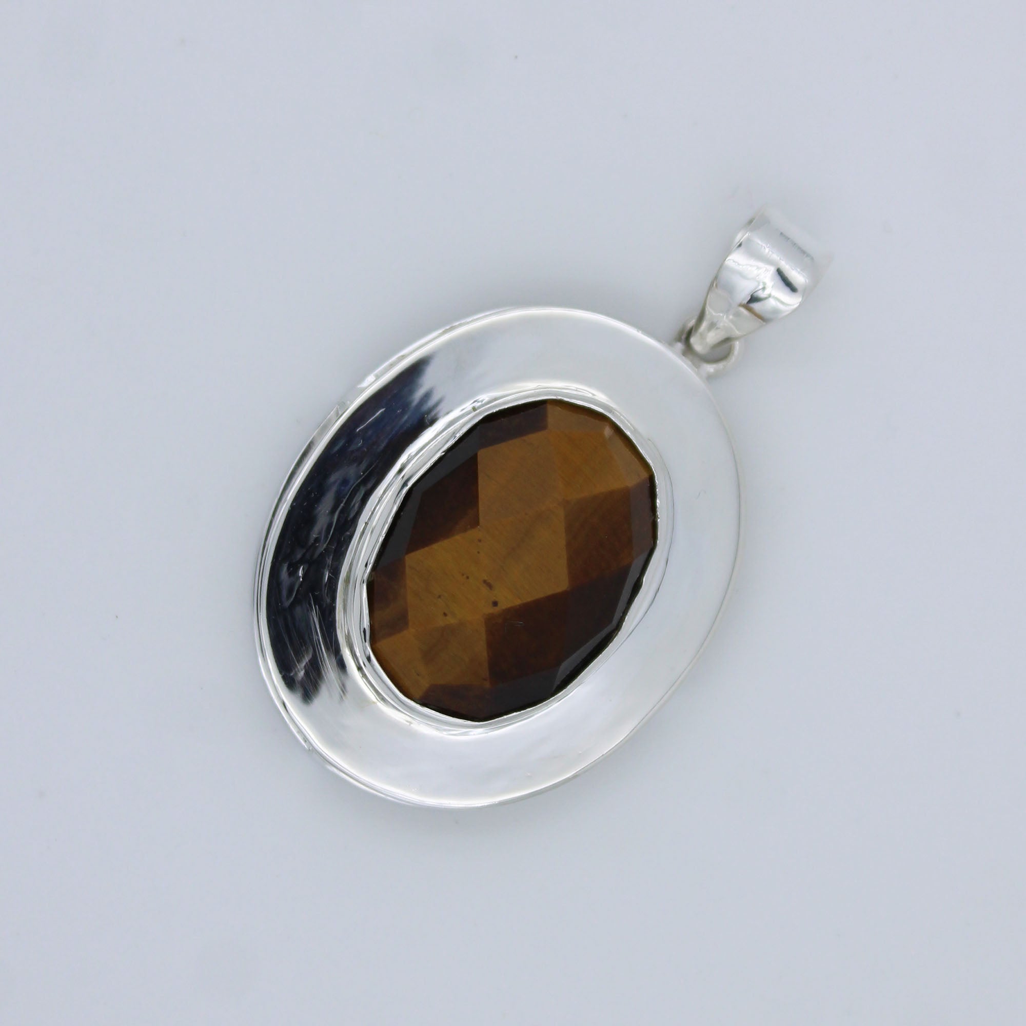 Amazing Large Tiger Eye 925 Silver Pendant