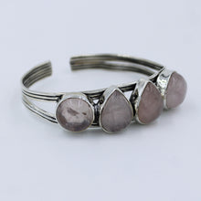 Natural Rose Quartz 925 Silver Handmade Designer Bangle Christmas Gift