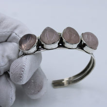 Natural Rose Quartz 925 Silver Handmade Designer Bangle Christmas Gift