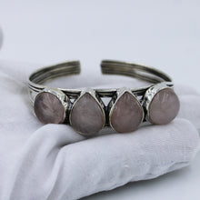 Natural Rose Quartz 925 Silver Handmade Designer Bangle Christmas Gift