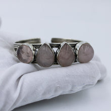 Natural Rose Quartz 925 Silver Handmade Designer Bangle Christmas Gift