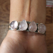 Natural Rose Quartz 925 Silver Handmade Designer Bangle Christmas Gift
