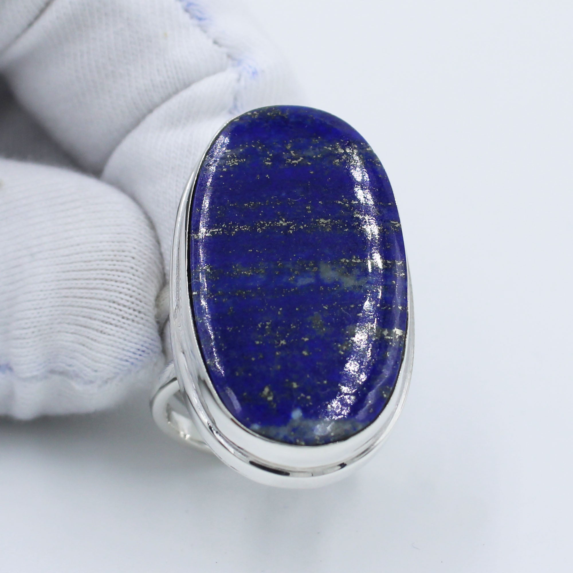 Natural Lapis Lazuli Stone 925 Sterling Silver Handmade Ring Size 7