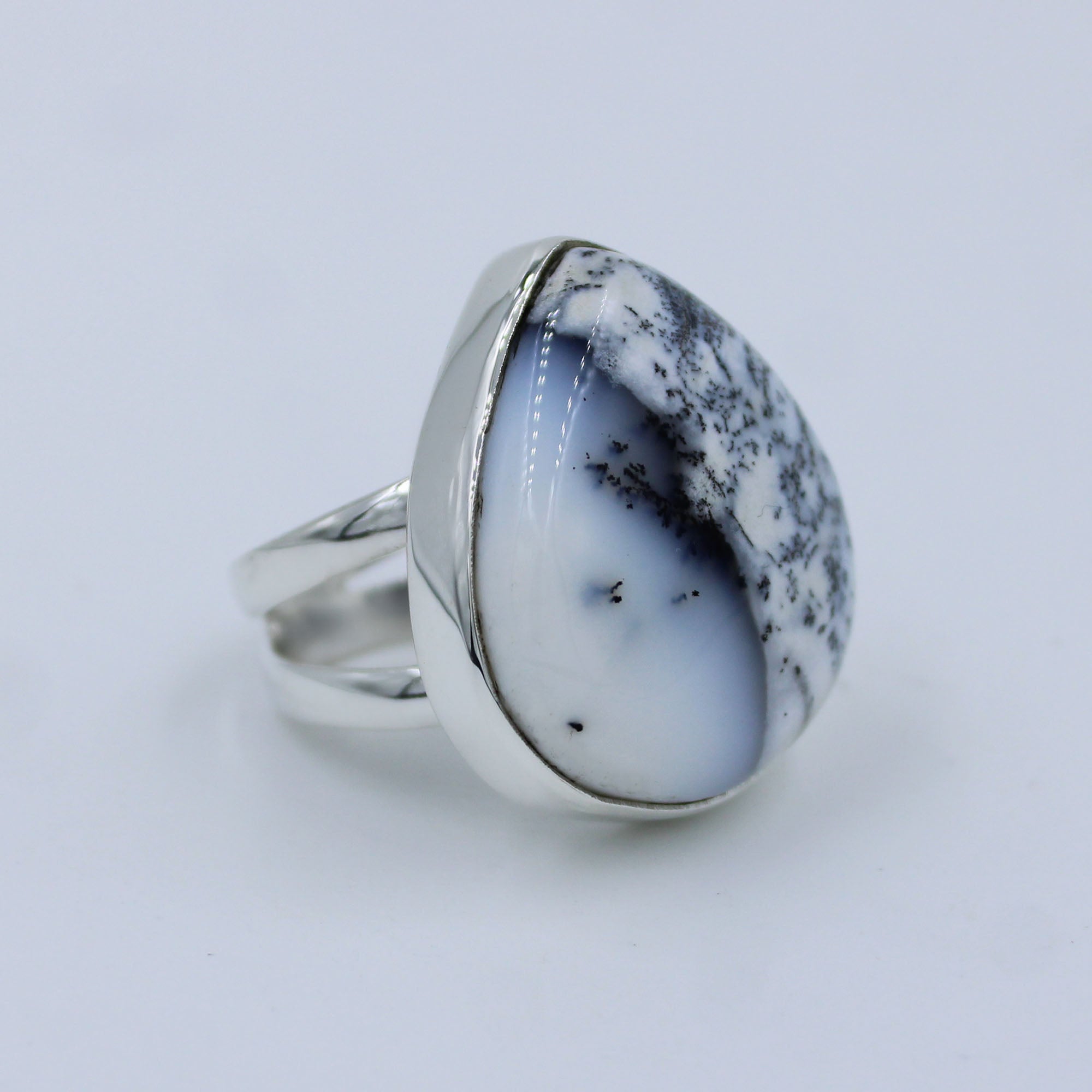 Dendritic Opal 925 Sterling Silver Handmade Ring Size 9