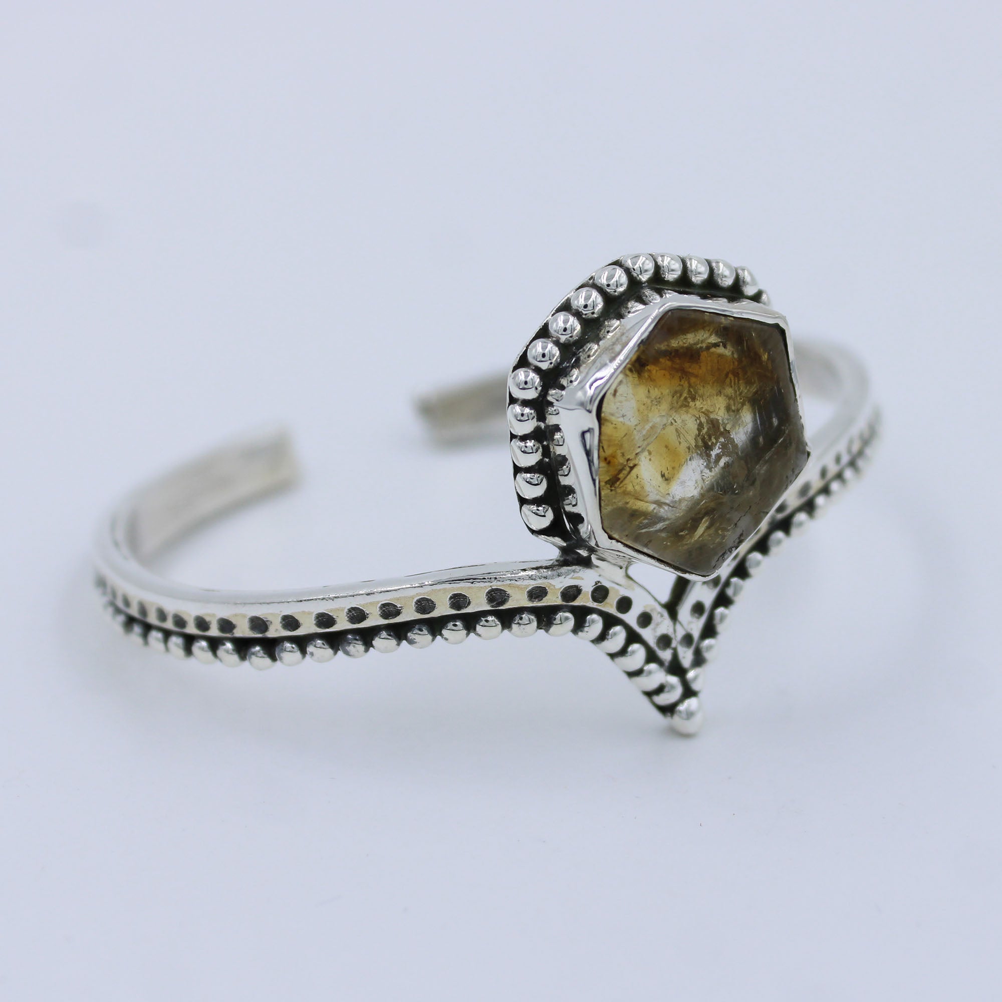 Natural Citrine 925 Sterling Silver Handmade Bangle