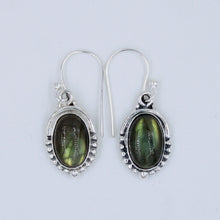 Natural Labradorite Gemstone Dangle Silver Earrings