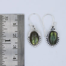 Natural Labradorite Gemstone Dangle Silver Earrings