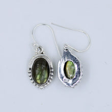 Natural Labradorite Gemstone Dangle Silver Earrings