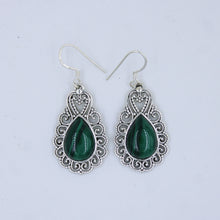 Green Malachite Ethnic Design Earrings - Malachite Jewelry