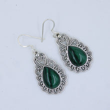 Green Malachite Ethnic Design Earrings - Malachite Jewelry