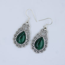 Green Malachite Ethnic Design Earrings - Malachite Jewelry