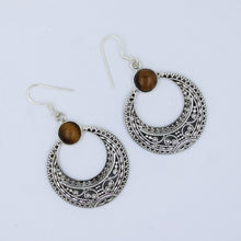 Vintage Sterling Silver Tiger Eye Dangle Earrings